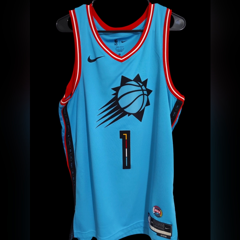 Nike NBA Devin Booker #1 Blue&Red Phoenix Suns Jersey "City Edition" 48